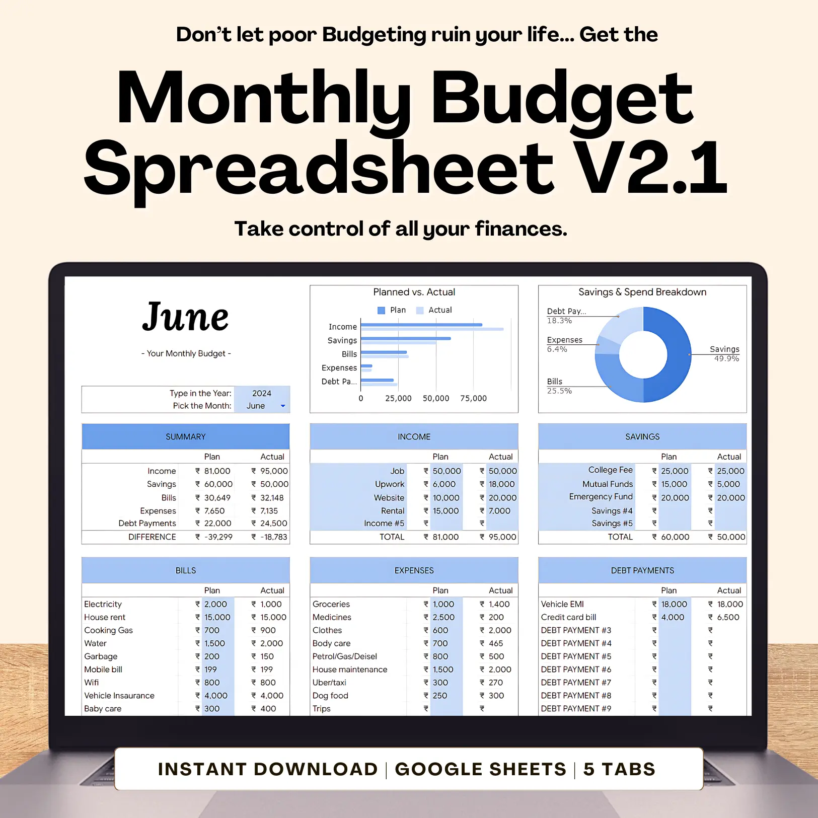 RESELL - MONTHLY BUDGET PLANNING SPREADSHEET V2.1
